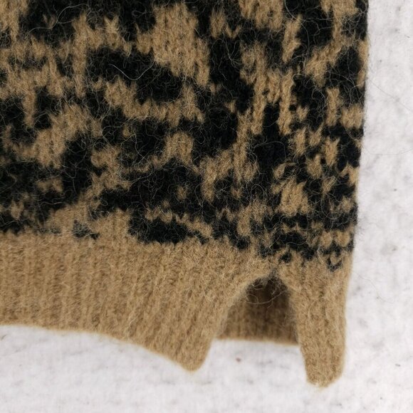 MADEWELL Alpaca Merino Wool Leopard Print Sweater Fuzzy Boxy Oversized SMALL - Picture 3 of 8